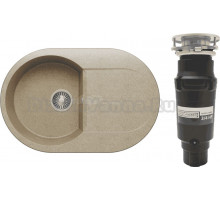 Комплект Мойка Polygran Atol 679047 песочная + Измельчитель Bone Crusher BC 910-SL-Slim Line