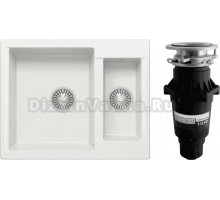 Комплект Мойка Polygran Brig 620 белый хлопок + Измельчитель Bone Crusher BC 810-SL Slim Line