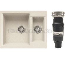 Комплект Мойка Polygran Brig 620 кремовая + Измельчитель Bone Crusher BC 910-SL-Slim Line