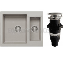 Комплект Мойка Polygran Brig 620 серая + Измельчитель Bone Crusher BC 810-SL Slim Line