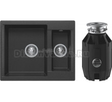 Комплект Мойка Polygran Brig 620 черная + Измельчитель Bone Crusher BC 910-AS