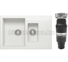 Комплект Мойка Polygran Brig 770 белый хлопок + Измельчитель Bone Crusher BC 910-SL-Slim Line