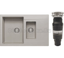 Комплект Мойка Polygran Brig 770 серая + Измельчитель Bone Crusher BC 910-SL-Slim Line