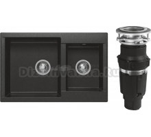 Комплект Мойка Polygran Brig 772 черная + Измельчитель Bone Crusher BC 610-AS