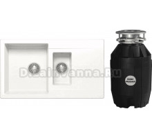 Комплект Мойка Polygran Brig 870 белый хлопок + Измельчитель Bone Crusher BC 810-AS