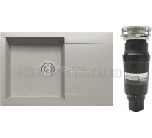 Комплект Мойка Polygran Gals 760 серая + Измельчитель Bone Crusher BC 910-SL-Slim Line