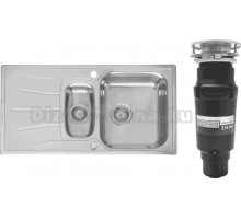 Комплект Мойка Reginox Diplomat 15 LUX KGOKG сталь + Измельчитель Bone Crusher BC 910-SL-Slim Line