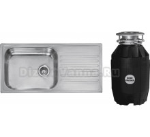 Комплект Мойка Reginox Minister 10 LUX OKG реверсивная сталь + Измельчитель Bone Crusher BC 810-AS