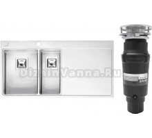 Комплект Мойка Reginox Nevada LUX OKG left L 30x18 сталь + Измельчитель Bone Crusher BC 910-SL-Slim Line