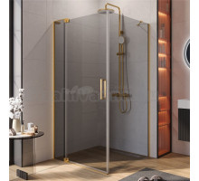 Душевой уголок Cezares Slider AH 1 100-100/110 GRIGIO BORO профиль брашированное золото, стекло серое