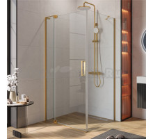 Душевой уголок Cezares Slider AH 1 100-80/90 C BORO профиль брашированное золото, стекло прозрачное