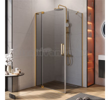Душевой уголок Cezares Slider AH 1 80-90/100 GRIGIO BORO профиль брашированное золото, стекло серое