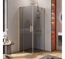 Душевой уголок Cezares Slider AH 1 90-70/80 GRIGIO BORO профиль брашированное золото, стекло серое