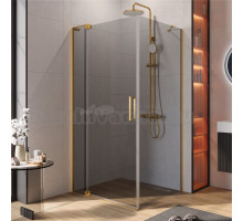 Душевой уголок Cezares Slider AH 1 90-90/100 GRIGIO BORO профиль брашированное золото, стекло серое