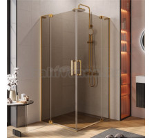 Душевой уголок Cezares Slider AH 2 70/80-90/100 BR BORO профиль брашированное золото, стекло бронза