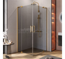 Душевой уголок Cezares Slider AH 2 90/100-100/110 GRIGIO BORO профиль брашированное золото, стекло серое