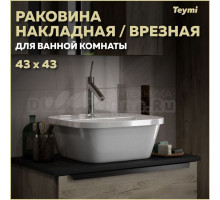 Раковина накладная/врезная Teymi Solli 43 artceramic с полочкой под смеситель, белая T50205
