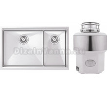 Комплект Мойка Kantera Integrato V2 ITR450D/L(K) L с разделочной доской и роллматом, mikrobrush + Измельчитель Status Premium 350