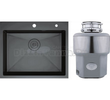 Комплект Мойка D&K DKS604506 графит + Измельчитель Status Premium 300
