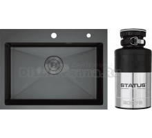 Комплект Мойка D&K DKS605006 графит + Измельчитель Status ECO 75