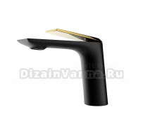Смеситель для раковины ARROW AMP1145H матовый черный, золотая ручка