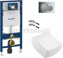Комплект Унитаз подвесной Villeroy & Boch Venticello 4611RL01 безободковый + Инсталляция Geberit Duofix UP 320 111.300.00.5 + Кнопка Sigma 01 115.770.KA.5 хром, матовый хром + Крепления 111.815.00.1 к стене