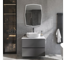 Мебель для ванной STWORKI Колдинг 80 антрацит, с раковиной Moduo 50 Square, столешница белая матовая