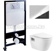 Комплект Унитаз подвесной BelBagno Loto BB070CHR/SC безободковый + Инсталляция EWRIKA ProLT 0026-2020 + Кнопка 0041 хром