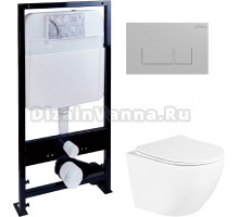 Комплект Унитаз подвесной BelBagno Uno BB3105CHR/SC + Инсталляция EWRIKA ProLT 0026-2020 + Кнопка 0040 хром матовый