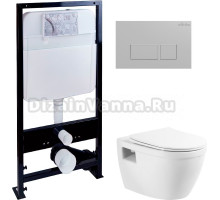 Комплект Унитаз подвесной BelBagno Loto BB070CHR/SC безободковый + Инсталляция EWRIKA ProLT 0026-2020 + Кнопка 0040 хром матовый