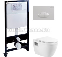 Комплект Унитаз подвесной BelBagno Loto BB070CHR/SC безободковый + Инсталляция EWRIKA ProLT 0026-2020 + Кнопка 0052 белая