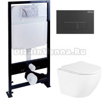 Комплект Унитаз подвесной BelBagno Uno BB3105CHR/SC + Инсталляция EWRIKA ProLT 0026-2020 + Кнопка 0044 черная матовая