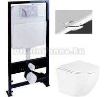 Комплект Унитаз подвесной BelBagno Uno BB3105CHR/SC + Инсталляция EWRIKA ProLT 0026-2020 + Кнопка 0051 хром