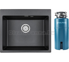 Комплект Мойка кухонная Paulmark Kante PM106052-BL черный + Измельчитель Intenso I-800