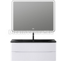 Мебель для ванной BelBagno Acqua 120 подвесная, bianco lucido, черная матовая раковина