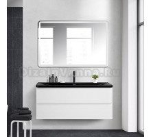 Мебель для ванной BelBagno Albano 120 подвесная, bianco lucido, черная матовая раковина