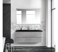 Мебель для ванной BelBagno Albano 120 подвесная, cemento verona grigio, черная матовая раковина