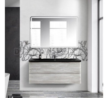 Мебель для ванной BelBagno Albano 120 подвесная, rovere vintage bianco, черная матовая раковина