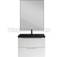 Мебель для ванной BelBagno Vittoria 80 подвесная, bianco lucido, черная матовая раковина