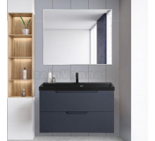 Мебель для ванной BelBagno Vittoria 90 подвесная, grigio opaco, черная матовая раковина