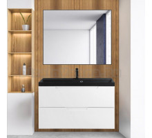 Мебель для ванной BelBagno Vittoria 100 подвесная, bianco lucido, черная матовая раковина