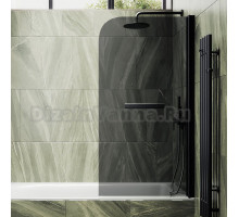 Шторка на ванну Maybahglass MGV-779-6 60x140, профиль черный, стекло графит