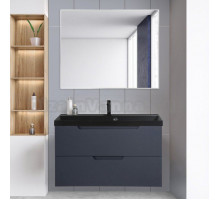 Мебель для ванной BelBagno Vittoria 100 подвесная, grigio opaco, черная матовая раковина