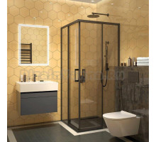 Душевой уголок Kerama Marazzi Vetro 100х100 см, раздвижная дверь, 2 секции двери, профиль матовый черный