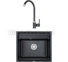 Комплект Мойка кухонная Granula Kitchen Space KS-6003 шварц + Смеситель GR-2125 шварц