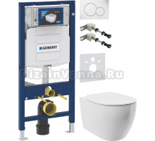 Комплект Унитаз подвесной STWORKI Муле HDC510NWH с микролифтом, безободковый + Крепления Geberit Duofix 111.815.00.1 к стене + Шумоизоляция 156.050.00.1 + Инсталляция UP 320 111.300.00.5 + Кнопка Sigma 01 115.770.11.5 белая