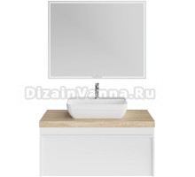 Мебель для ванной Kerama Marazzi Modula 100, подвесная, белая глянцевая, с раковиной Plaza 55 накладной, белой глянцевой