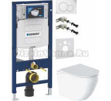 Комплект Унитаз подвесной IDDIS Blanco BLARDSEi25 безободковый, с микролифтом + Крепления Geberit Duofix 111.815.00.1 к стене + Шумоизоляция 156.050.00.1 + Инсталляция UP 320 111.300.00.5 + Кнопка Sigma 01 115.770.11.5 белая