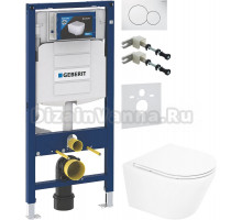 Комплект Унитаз подвесной BelBagno Tre BB8001CHR/SC + Крепления Geberit Duofix 111.815.00.1 к стене + Шумоизоляция 156.050.00.1 + Инсталляция UP 320 111.300.00.5 + Кнопка Sigma 01 115.770.11.5 белая