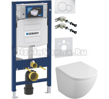 Комплект Унитаз подвесной Owl 1975 Vind TOWLT190302 безободковый + Крепления Geberit Duofix 111.815.00.1 к стене + Шумоизоляция 156.050.00.1 + Инсталляция UP 320 111.300.00.5 + Кнопка Sigma 01 115.770.11.5 белая